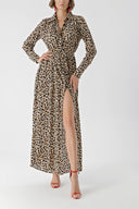 Black Mustard Shirt dress with ruffle detail 94299