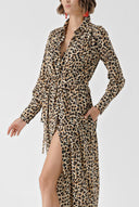 Black Mustard Shirt dress with ruffle detail 94299