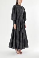 Black Balloon sleeve ruffled shirt dress 94301