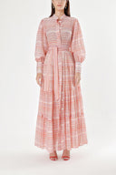 Burgundy Balloon sleeve ruffled shirt dress 94301