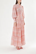 Burgundy Balloon sleeve ruffled shirt dress 94301