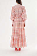 Burgundy Balloon sleeve ruffled shirt dress 94301