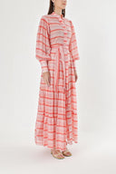 Red Balloon sleeve ruffled shirt dress 94301