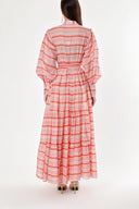 Red Balloon sleeve ruffled shirt dress 94301