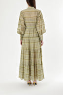 Green Balloon sleeve ruffled shirt dress 94301