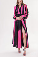 Black Fuchsia Contrast colored shirt dress 94302
