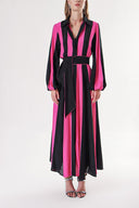 Black Fuchsia Contrast colored shirt dress 94302