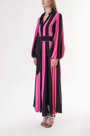 Black Fuchsia Contrast colored shirt dress 94302