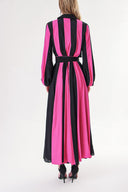 Black Fuchsia Contrast colored shirt dress 94302