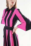 Black Fuchsia Contrast colored shirt dress 94302