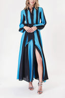 Black Blue Contrast colored shirt dress 94302