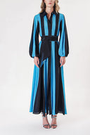 Black Blue Contrast colored shirt dress 94302