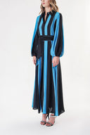 Black Blue Contrast colored shirt dress 94302