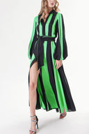 Black Green Contrast colored shirt dress 94302