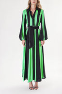 Black Green Contrast colored shirt dress 94302
