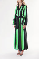 Black Green Contrast colored shirt dress 94302