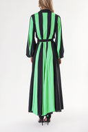 Black Green Contrast colored shirt dress 94302