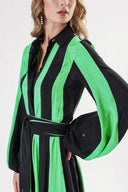 Black Green Contrast colored shirt dress 94302