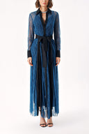 Blue LONG SHIRT DRESS WITH PLEATED LACE 94305