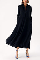 Black wide cut long dress 94306
