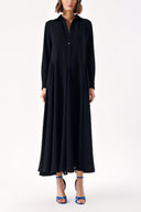 Black wide cut long dress 94306