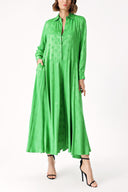 Green wide cut long dress 94306