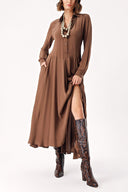 Brown wide cut long dress 94306
