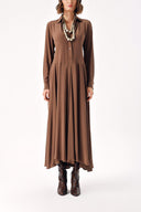 Brown wide cut long dress 94306