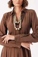 Brown wide cut long dress 94306