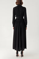 Black Pleated wide cut shirt dress 94309