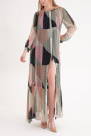 Patterned Pleated wide cut shirt dress 94311