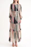 Patterned Pleated wide cut shirt dress 94311