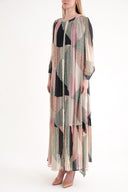 Patterned Pleated wide cut shirt dress 94311