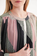 Patterned Pleated wide cut shirt dress 94311