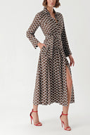 Spotted Shirt dress with side slits with seam details 94313