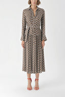 Spotted Shirt dress with side slits with seam details 94313