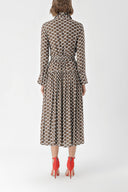 Spotted Shirt dress with side slits with seam details 94313