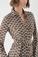 Spotted Shirt dress with side slits with seam details 94313