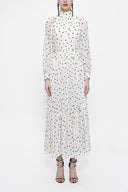 White Pleated wide cut long dress 94315