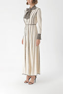 Beige Long shirt dress with contrast piping detail 94325