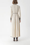 Beige Long shirt dress with contrast piping detail 94325