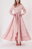 Salmon Long taffeta dress with piece skirt detail 94333