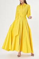 Yellow Long taffeta shirt dress 94335