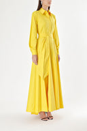Yellow Long taffeta shirt dress 94335
