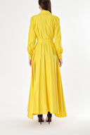 Yellow Long taffeta shirt dress 94335