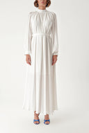 White Pleated long dress 94336