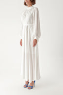 White Pleated long dress 94336