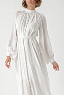 White Pleated long dress 94336