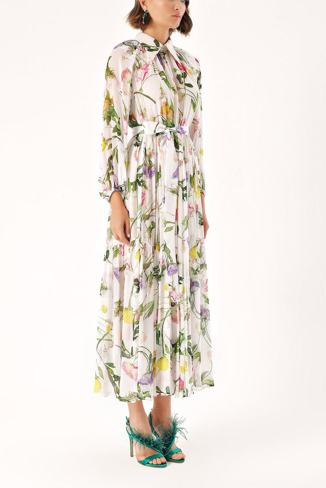 Patterned Pleated long dress 94337