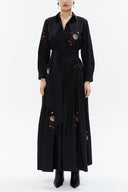 Black Embroidered maxi taffeta dress 94341